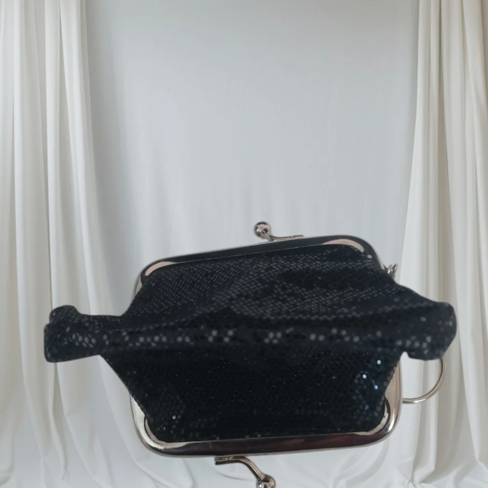 Vintage Black Sequined Coin Purse Keychain